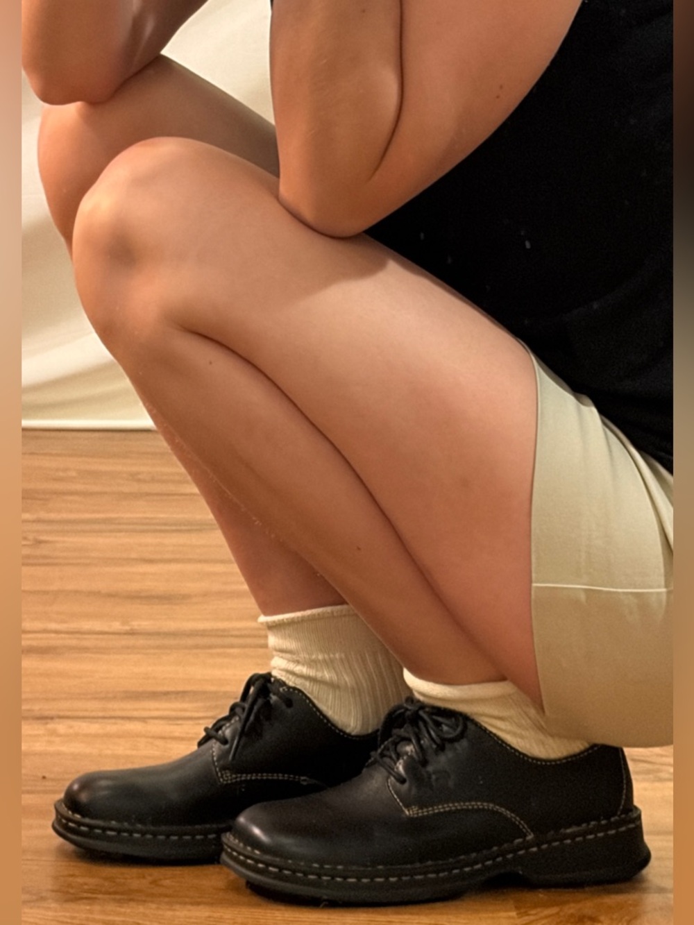 Black Leather Lace-Up Oxford Flats